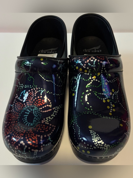 Dansko Shoes - Dansko Professional Dotted Floral Patent Clogs EU 38 Black Multicolor NWT